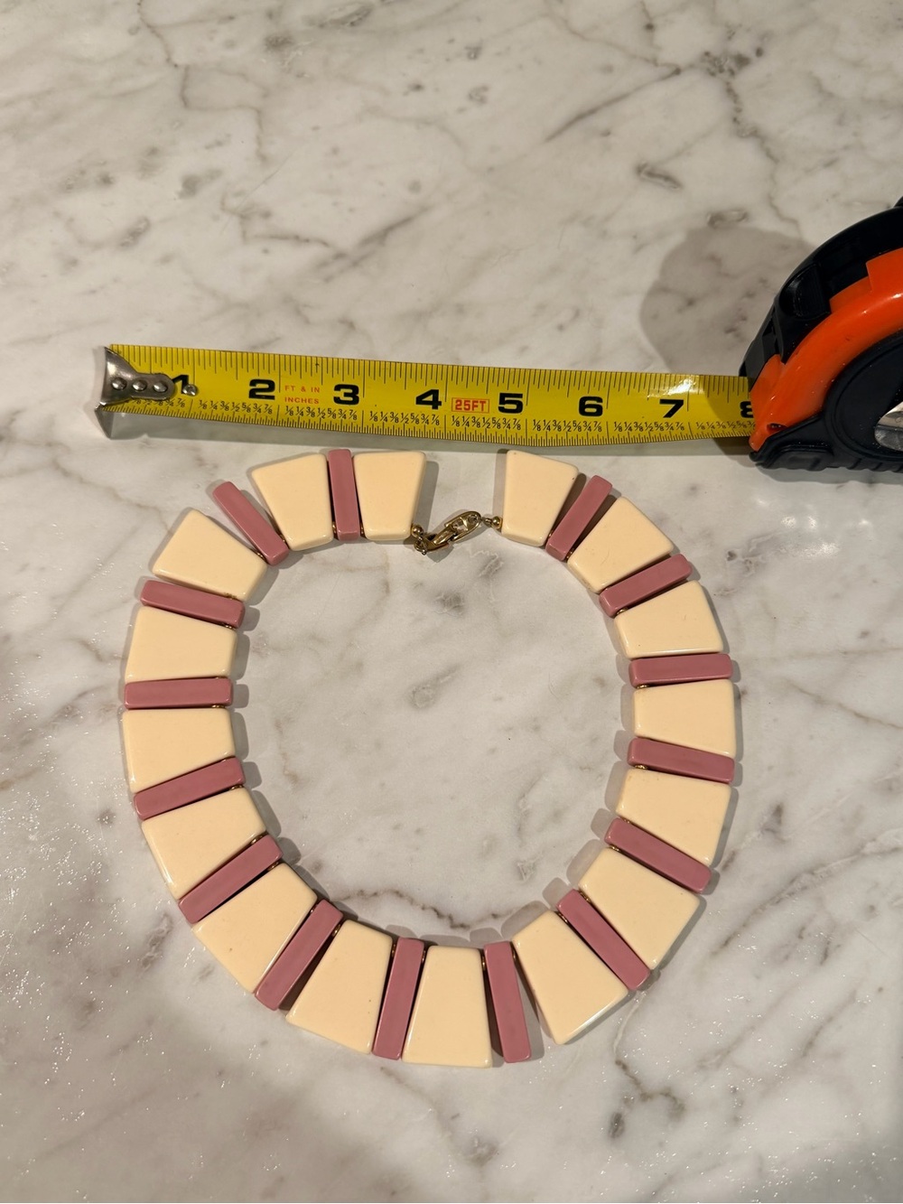 Napier Necklace: Book Piece, Ivory & Lilac Choker, 16 Inches, 1980s Jewelry - Picture 7 of 8